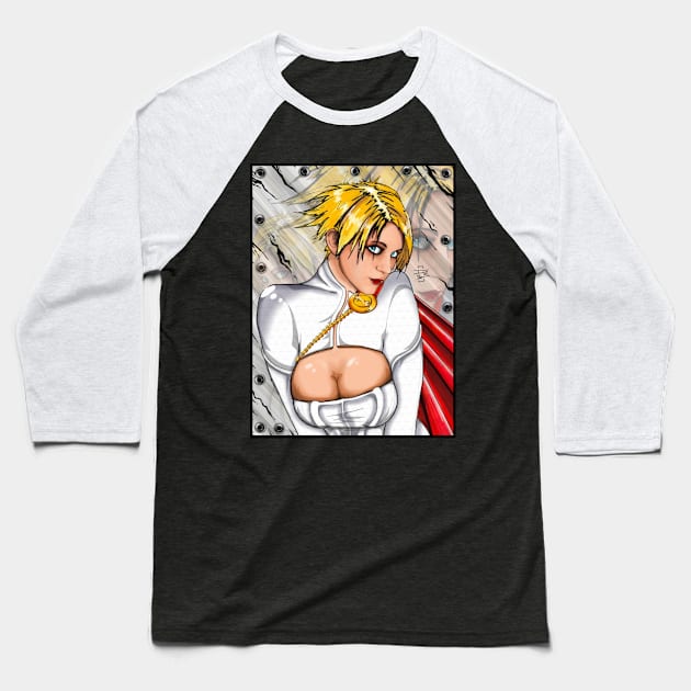 Powergirl Baseball T-Shirt by paintchips